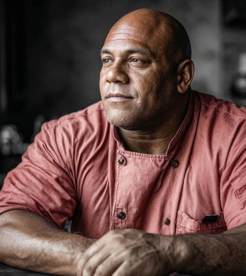 Chef and founder working the kitchen line