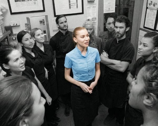 Restaurant general manager on the floor during service